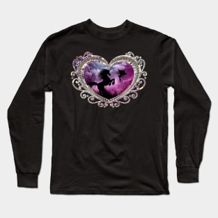 Wonderful unicorn with cute fairy in the night Long Sleeve T-Shirt